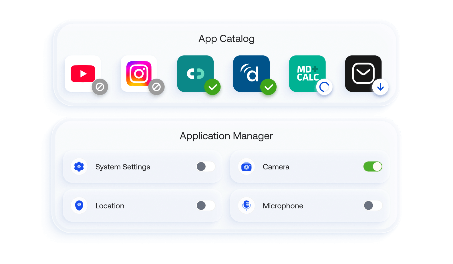 Enterprise app catalog and application manager deploying approved healthcare apps with Hexnode UEM.